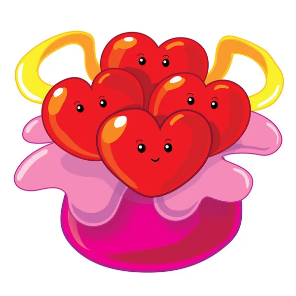 Καρδιά Λουλούδι Κόκκινο Δοχείο Φυτό Ροζ Αγάπη Κόκκινο Τόξο Valentine — Φωτογραφία Αρχείου