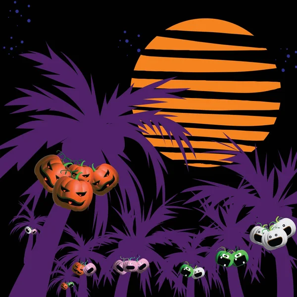 Spazio Halloween Carino Zucca Divertimento Fantasma Nero Orrore Notte Cielo — Foto Stock