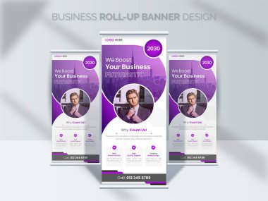 Modern Business Roll-Up Banner Design şablonu, Creative Corporate Signage Banner Design, Explay Standee Banner, Satış Tasarımı