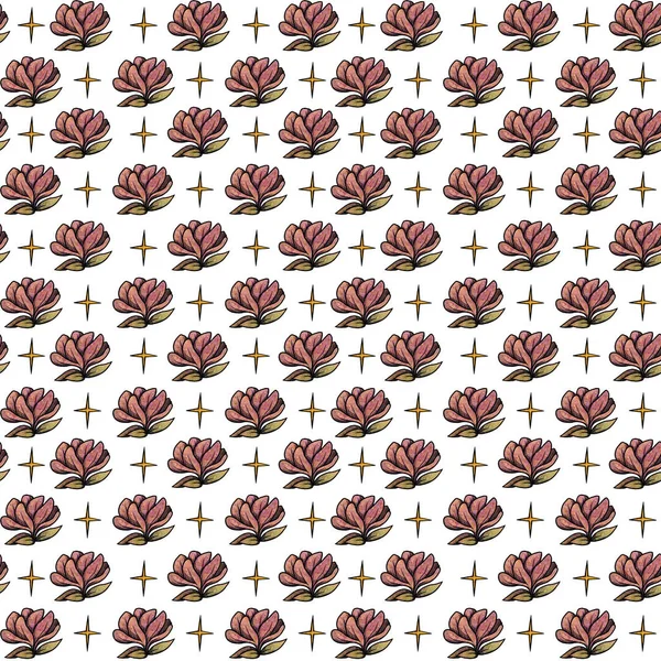 Floral Seamless Patterns Hand Drawn Color Gold Natural Elements Boho — Stock Photo, Image