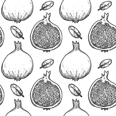 Dekoratif sonbahar desenleri. Elle çizilmiş nar. Boho ve vintage koleksiyonu. Sonbahar alışverişi. Dekoratif bir doğa. Beyazda izole edilmiş. Biçimlendirilmiş satır sanatı