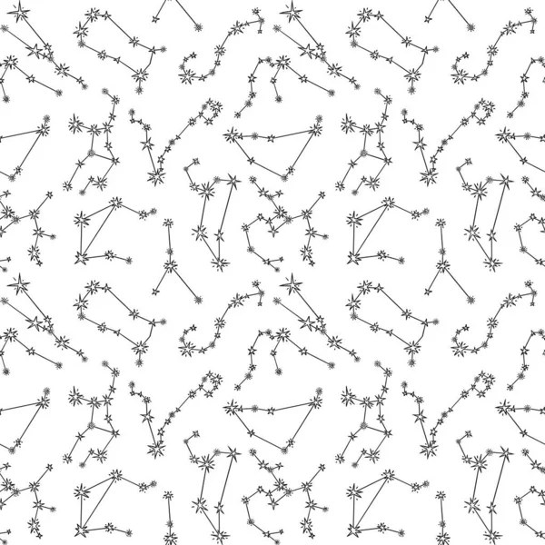 Raumnahtloses Muster Handgezeichnete Linie Kunst Himmelskörper Sternbilder Und Sterne Boho — Stockfoto