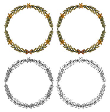 Boho çiçek çerçeveleri. Elle boyanmış ve çizilmiş sanat seti. Çiçek çizimleri. Bahar ve Paskalya Vsntage elementi. Wiccan ve pagan sanatı. Dekoratif bir doğa. Beyazda izole edilmiş