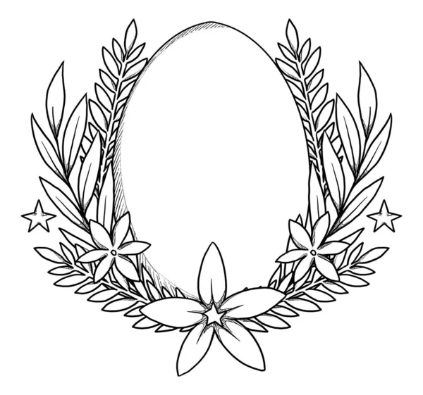 Composición Conejos Pascua Línea Arte Enorme Huevo Flores Silueta Decorativa — Foto de Stock