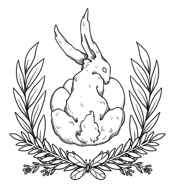Composición Conejos Pascua Conejito Arte Con Huevos Silueta Decorativa Colección — Foto de Stock