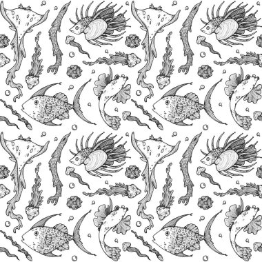 Su altı fantezisi kusursuz kalıplar. El yapımı sıra dışı sanat eserleri. Boho ve klasik denizci. Şamanik ve putperest titreşimler. Beyazda izole edilmiş.