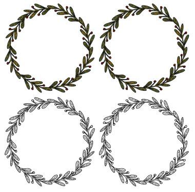 Noel ve Yeni Yıl çerçeveleri. El yapımı klasik çizimler. Renkli ve çizgi-sanat versiyonları. Tatil dekorasyonları.