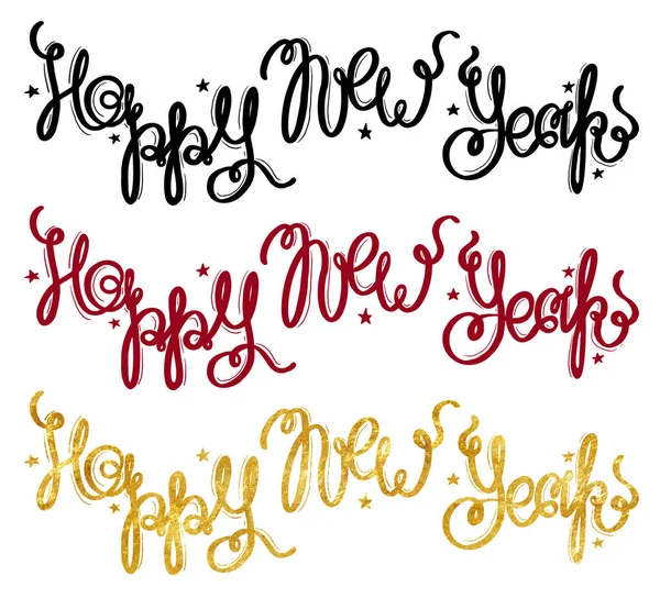 Yeni Yıl Çizelgesi Siyah Beyaz Kırmızı Altın Versiyonları Beyaz Arkaplanda — Stok fotoğraf
