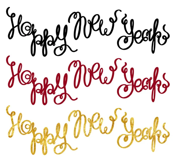 Yeni Yıl Çizelgesi Siyah Beyaz Kırmızı Altın Versiyonları Beyaz Arkaplanda — Stok fotoğraf