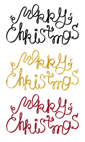 Frohe Weihnachten Zeilenschrift Schwarz Weiß Rot Gold Separat Auf Weißem — Stockfoto