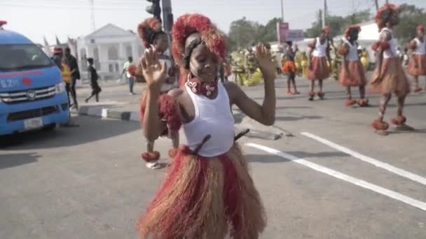Desember 2022 Calabar Menyeberangi Sungai Nigeria Calabar Festival Karnaval Ditandai — Stok Video