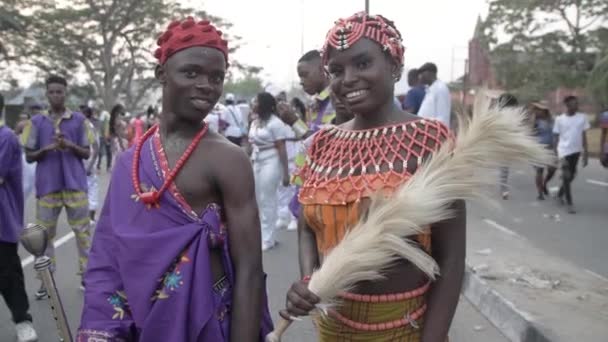 Prosince 2022 Calabar Cross River Nigérie Calabar Karneval Festival Označené — Stock video