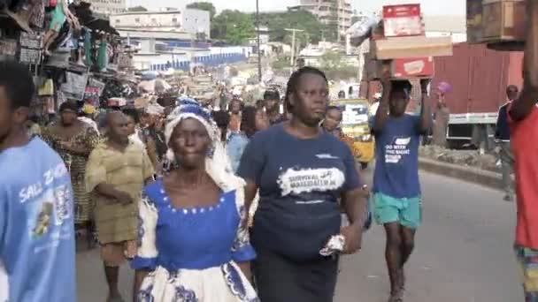 2023 Február Lagos Nigéria Csúcsforgalom Forgalmas Emberek Afrika Túlélési Forgalmi — Stock videók