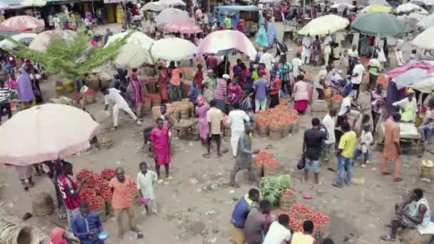2023年7月12日 ナイジェリアのマララバ州マララバ オレンジ市場のマララバ 西アフリカのアフリカの地元市場の空中視界のドローンショット — ストック動画