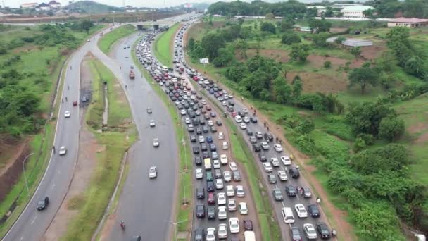 Abril 2022 Fct Abuja Nigéria Uma Longa Fila Carros Veículos — Vídeo de Stock