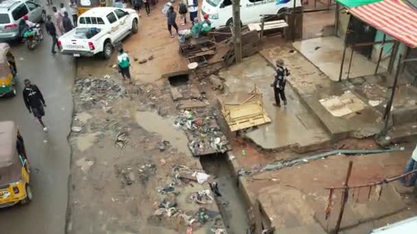 Mayo 2022 Lagos Nigeria Zona Sucia Inundaciones Desbordamiento Agua Fangosa — Vídeos de Stock