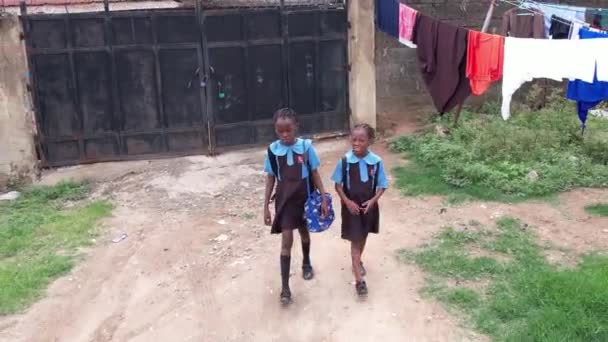 Dubna 2022 Makurdi Stát Benue Nigérie Africké Školní Děti Chodí — Stock video