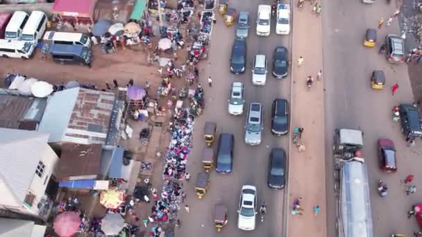 Července 2022 Lagos Nigérie Drone Shot Busy Street Heavy Traffic — Stock video