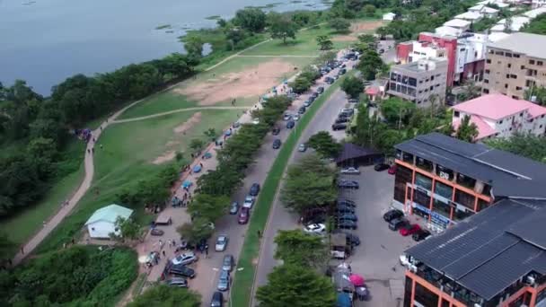 Lipca 2022 Lagos Nigeria Drone Shot Busy Street Heavy Traffic — Wideo stockowe