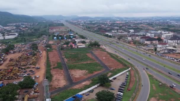 Июля 2022 Года Лагос Нигерия Беспилотный Снимок Оживленной Улицы Африки — стоковое видео