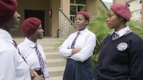 Agosto 2023 Abuja Nigéria Grupo Estudantes Campus Escolar Discutindo Caminhando — Vídeo de Stock