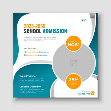 Okul giriş facebook web afişi ve sosyal medya kapağı tasarım şablonu
