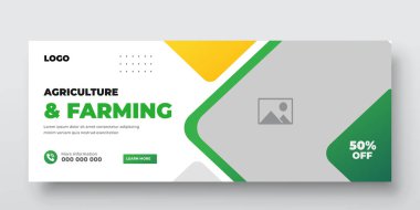 Tarım ve tarım hizmetleri web pankartı veya sosyal medya çim yetiştirme şablonu tasarımı