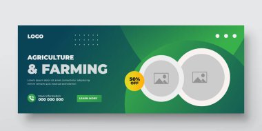 Tarım ve tarım hizmetleri web pankartı veya sosyal medya çim yetiştirme şablonu tasarımı