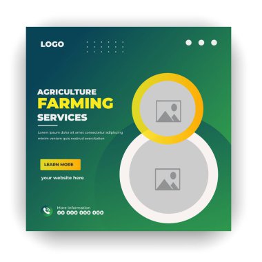 Tarım tarım hizmeti kapağı ve sosyal medya çimenlik bahçesi renklendirme şablonu sonrası