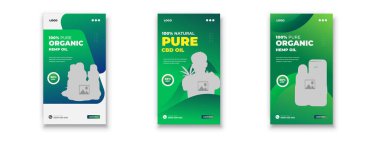 CBD & Hemp Teklifi Instagram Hikayeleri Reklamını Vurguluyor Temiz bagaj pürüzsüz veya esrar satışı renk paketi