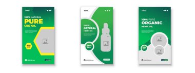 CBD & Hemp, Instagram Hikayeleri Reklamını İndiriyor Temiz bagaj paketini pürüzsüz veya kenevir satışı renk paketi şablonu