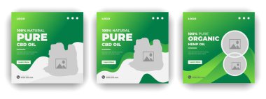 Kenevir ve CBD Satışı Sosyal Medya Kiti Reklam Postası Temiz baground pürüzsüz veya kenevir satışı renk paketi