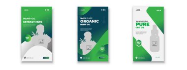 CBD & Hemp Teklifi Instagram Hikayeleri Reklamını Vurguluyor Temiz bagaj pürüzsüz veya esrar satışı renk paketi