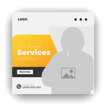 Modern ev eşyaları ilanı ve sosyal medya web pankartı tasarım şablonu