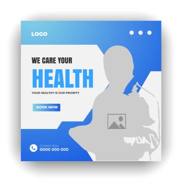 Tıbbi sağlık sosyal medyası kapak kapağı tasarımı seti ve zarif modern soyut klinik raporu pürüzsüz gradyan renk şablonu