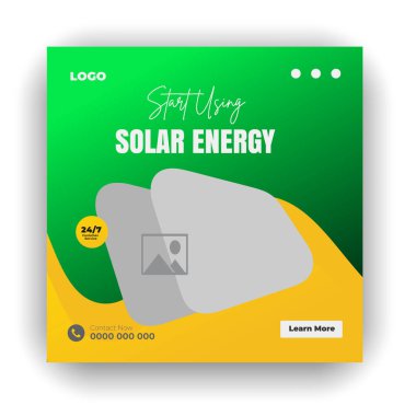 Solar Spotlight Energy Panel & Social Media Design Bundle clipart
