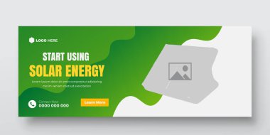 Güneş enerjisi veya reklam afişi tasarım şablonu için Facebook örtüsü