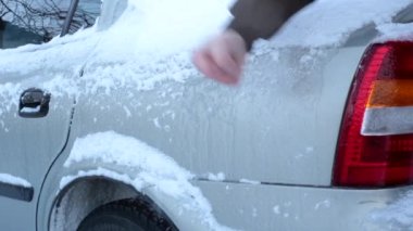 the car is covered in ice I break the ice on a frozen car with my fist