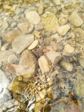 Şeffaf dağ nehri. Nehir kayaları.