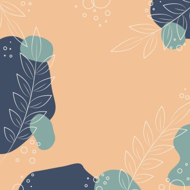 Yapraklar ve lekeler ile soyut renkli parlak desen çizildi 