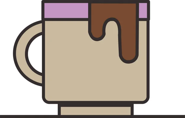 Içecek Fincanı Kahve Ikonu Ana Hatlarıyla Doldurulmuş Kahve Fincanı Içecek — Stok Vektör