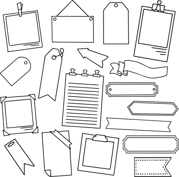 Conjunto Vetor Doodle Preto Branco Vários Objetos Objetos Isolados Sobre —  Vetores de Stock