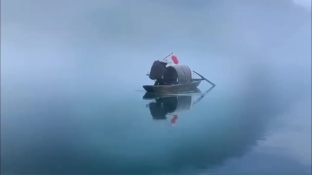 Pescador Arrastrero Redes Lanzamiento Captura Peces Aguas Tranquilas Acarreo Generoso2 — Vídeos de Stock