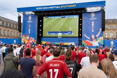 Stuttgart, Almanya 17 Haziran 2024. UEFA Euro 2024. Almanya 'daki Avrupa Futbol Şampiyonası. UEFA Euro 2024 sırasında Almanya 'nın Stuttgart kentindeki hayran bölgesi