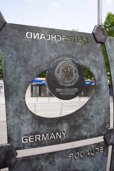 stock image Stuttgart, Germany, 5 July 2024. The football emblem of the German national football team. The logo of the German national team is made of metal in memory of the Championship.