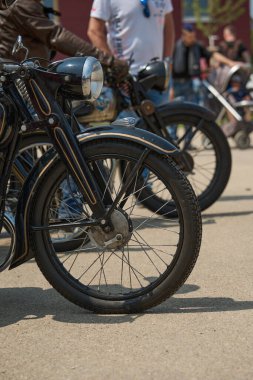 Kirchheim unter Teck, Almanya 29 Haziran 2025. Klasik motosikletler. NSU, 1873 yılında kurulan efsanevi bir Alman motosiklet ve araba markasıdır..