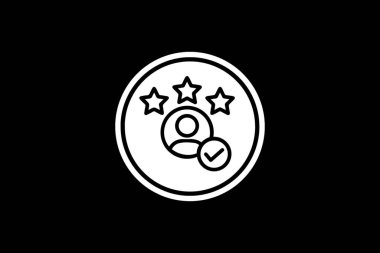 Clients Or Customers Reviews  - Illustration Infographic Essentials - Minimalistic Design With Iconic White Circle - Black Background Art Illustration