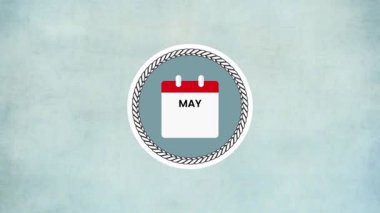 9 Mayıs Takvim Tarihi Açık Mavi Gradyan Arkaplanda Dekoratif Döndürme Canlandırması GösteriName 