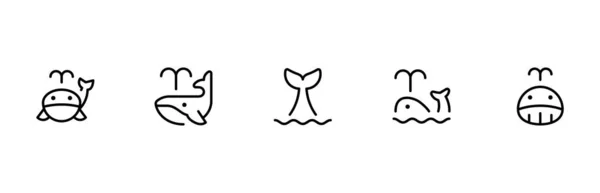 Іконка Кита Плоский Вектор Ілюстрація Графічний Змінений Хід Підходить Дизайну — стоковий вектор