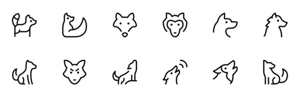 Wolf Symbol Fuchs Symbol Flacher Vektor Und Illustration Grafischer Editierbarer Stockillustration